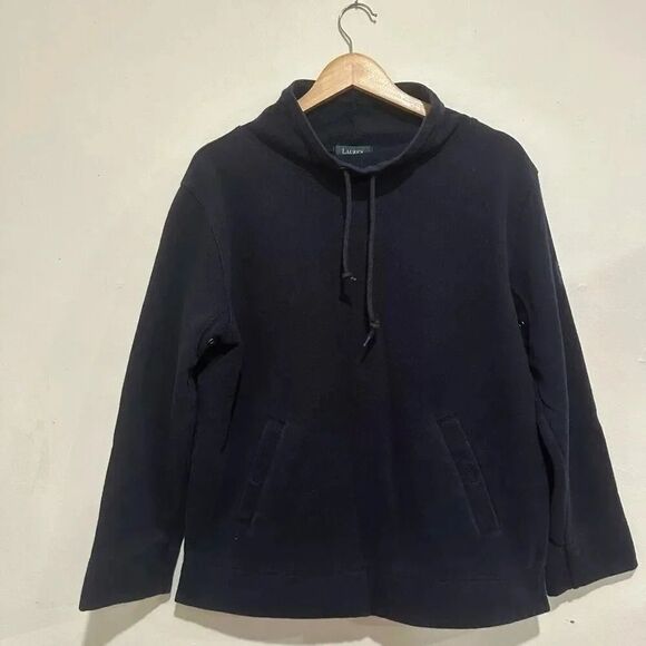 Lauren Ralph Lauren Blue Cowl Neck Pullover Hoodie Size M Cotton Blend - Picture 1 of 5